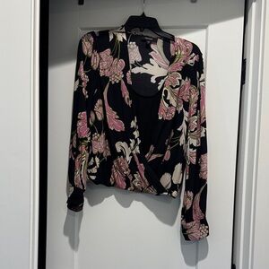 Karen Kane Black and Pink Floral Top